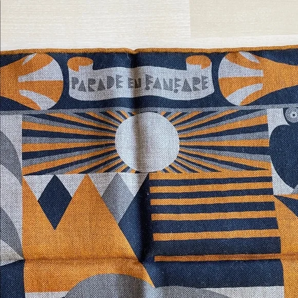NWT Auth. Hermès 65 cm Cashmere/Silk Scarf “Parade en Fanfare” - Picture 3 of 13
